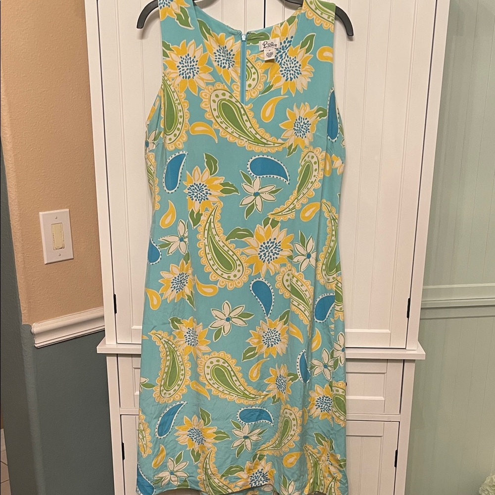 Lilly Pulitzer Women's Paisley Floral Dress - Blue Green and Yellow